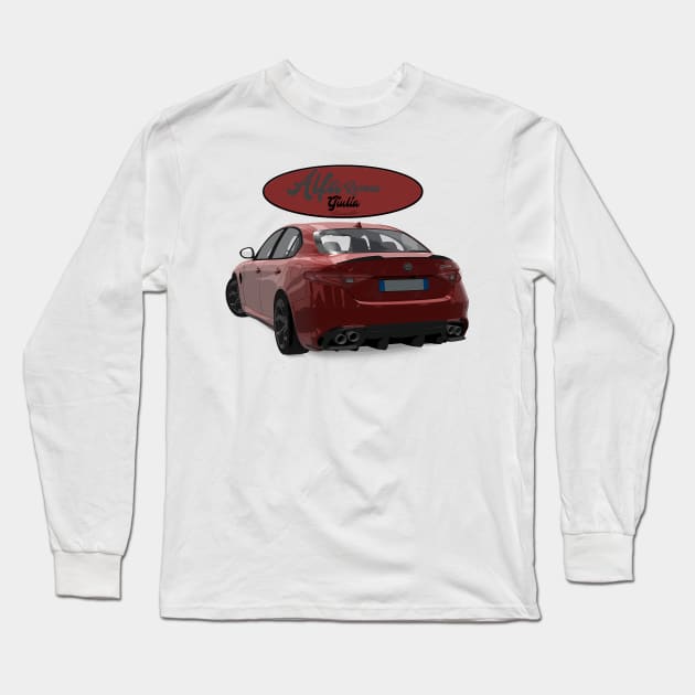 ALFA ROMEO Giulia Rosso Back Long Sleeve T-Shirt by PjesusArt